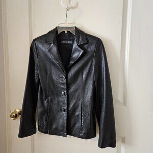 Women's Whet Blu Black Leather Jacket Size XS
